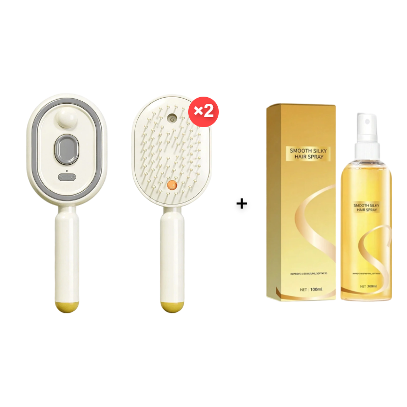 🎉 Escova Elétrica para o Cabelo – Spray Hidratante, Massagem e Alisamento Instantâneo ✨📦