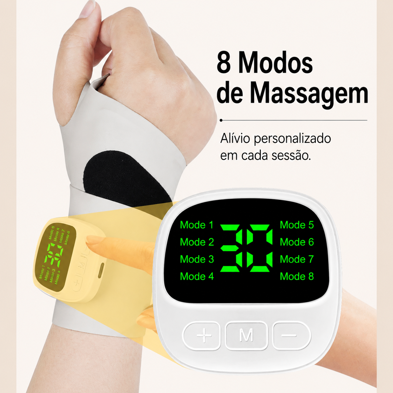 🔥Ofertas Especiais – Massajador elétrico recarregável e ajustável para o pulso