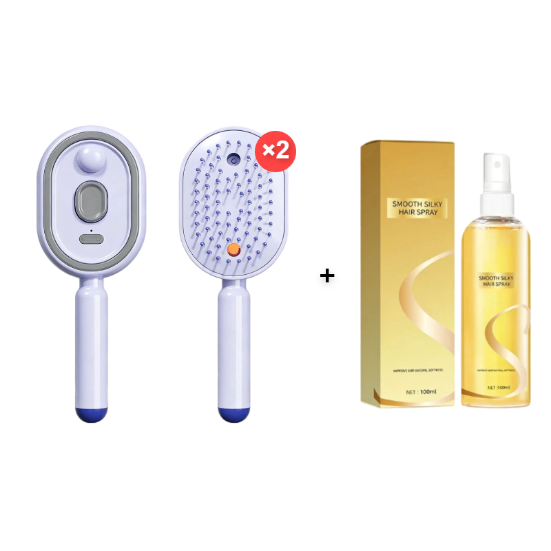 🎉 Escova Elétrica para o Cabelo – Spray Hidratante, Massagem e Alisamento Instantâneo ✨📦