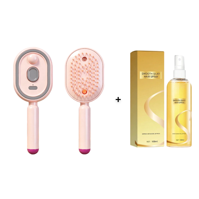 🎉 Escova Elétrica para o Cabelo – Spray Hidratante, Massagem e Alisamento Instantâneo ✨📦