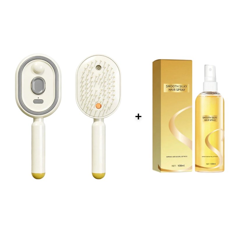 🎉 Escova Elétrica para o Cabelo – Spray Hidratante, Massagem e Alisamento Instantâneo ✨📦